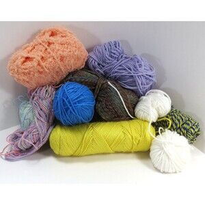 Unbranded Lot of Yarn Multi Colors & Solids Skeins and Balls Over 1lb Total